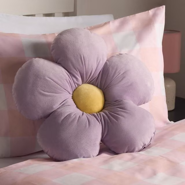 OHS Purple Floral Plush Flower Shaped Scatter Cushion