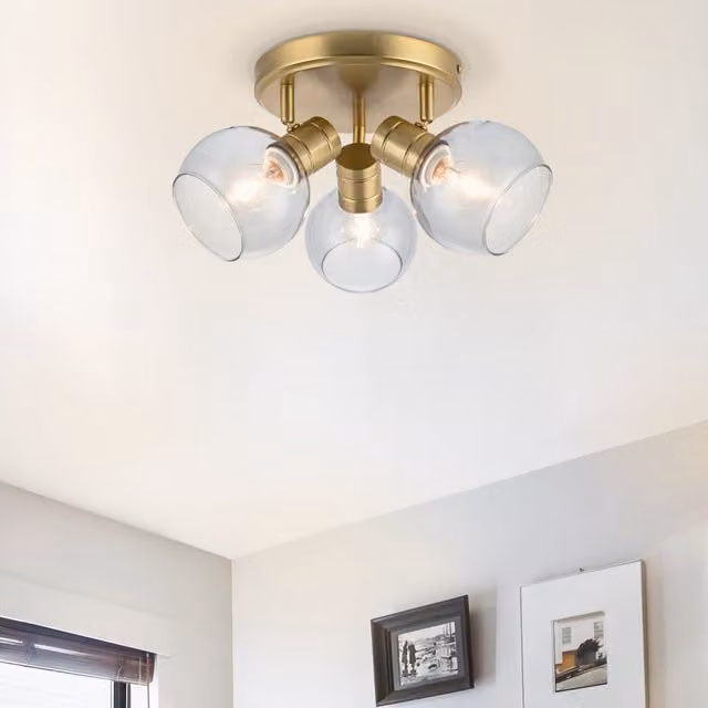 COSYLYTE Hilston 3 Light Glass Spotlight in Gold/Brass