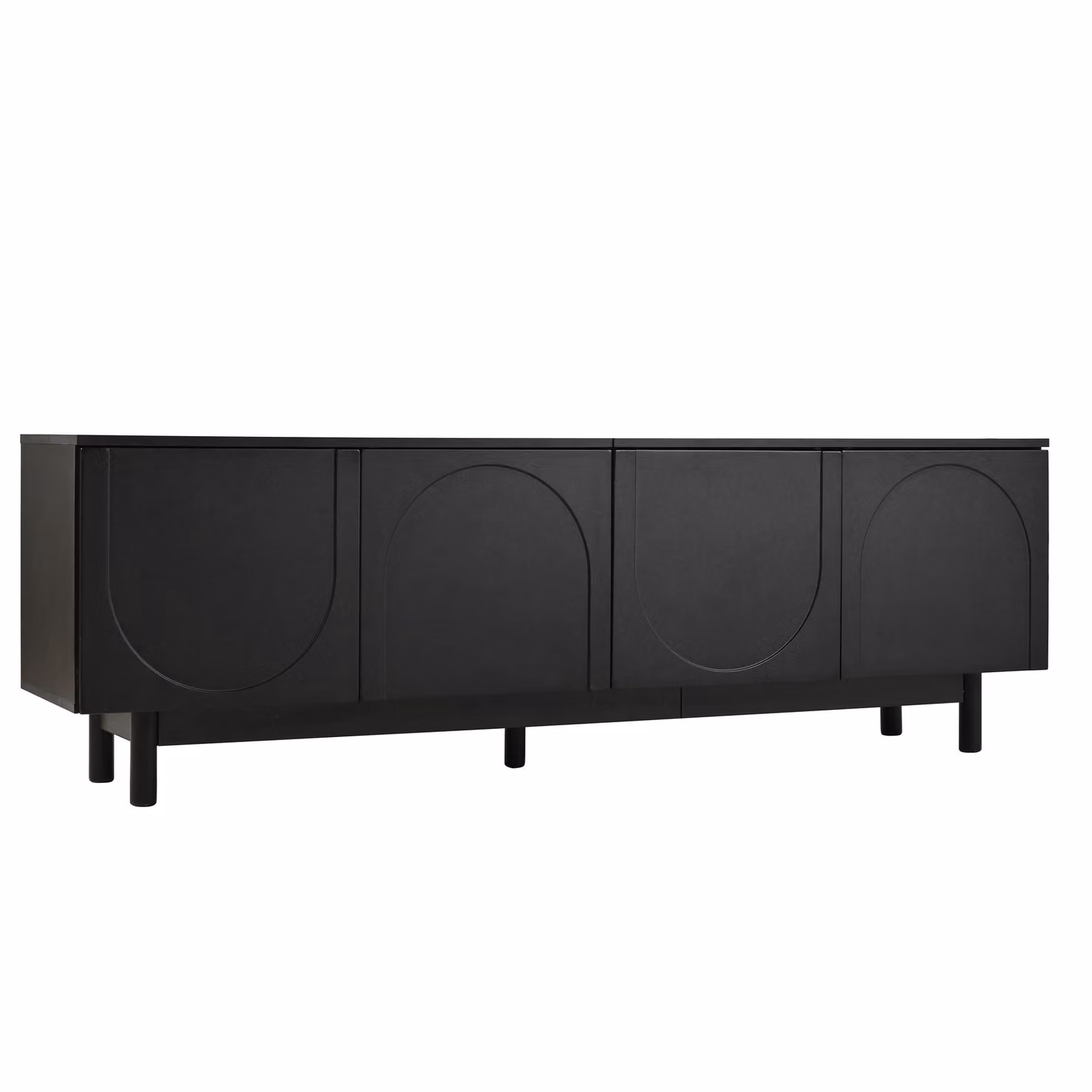 Aosom UK Modern Lowboard TV Cabinet in Matt Black with Push-to-Open Doors and Adjustable Shelves, W: 175 cm, D: 38 cm, H: 56 cm – 2