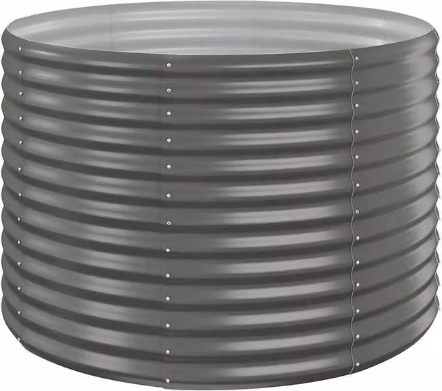 Berkfield Home Garden Grey Steel Raised Bed, W/D/H: 100 x 100 x 68 cm
