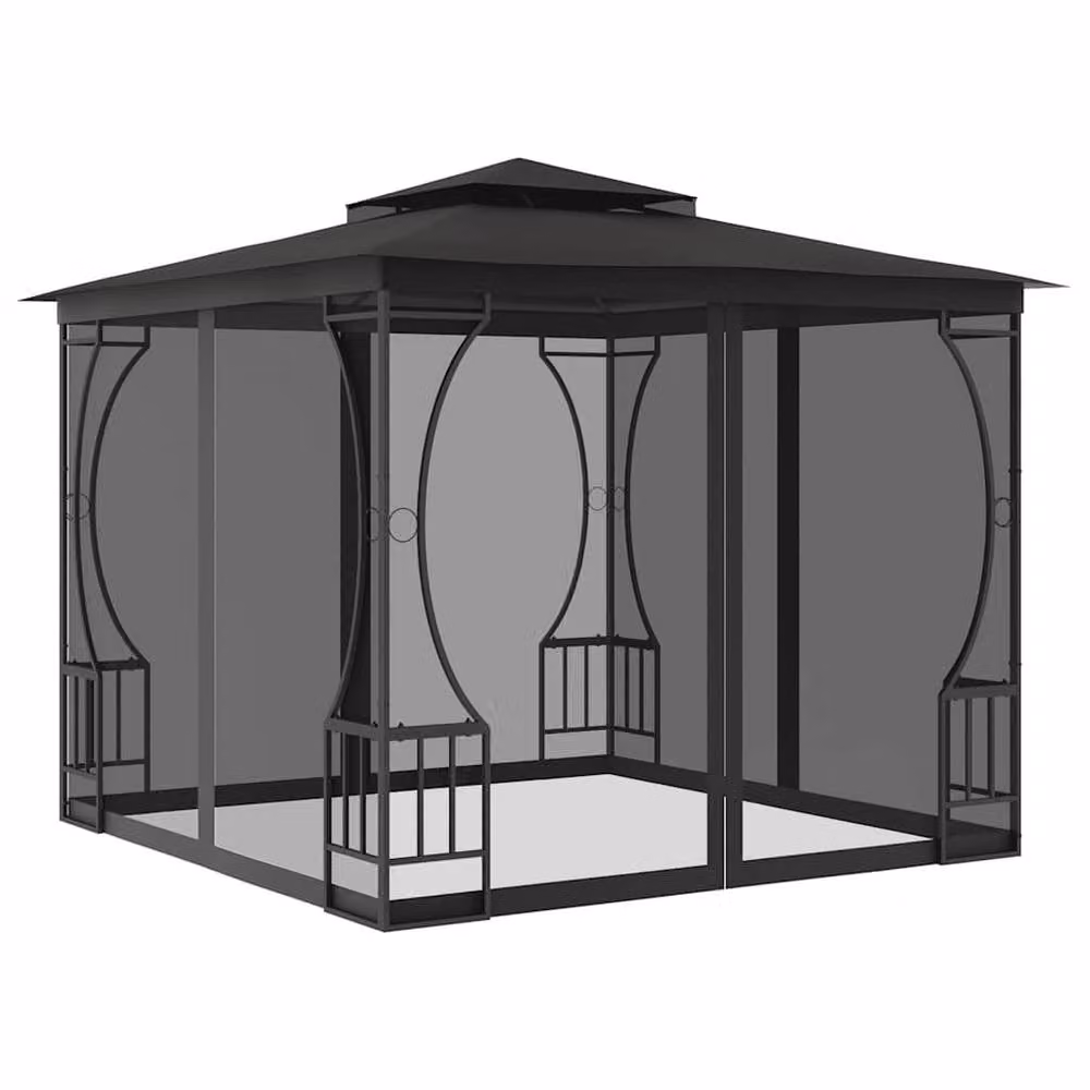 Berkfield Home Anthracite and Black Gazebo with Nets W/D/H: 300 x 300 x 265 cm – 3