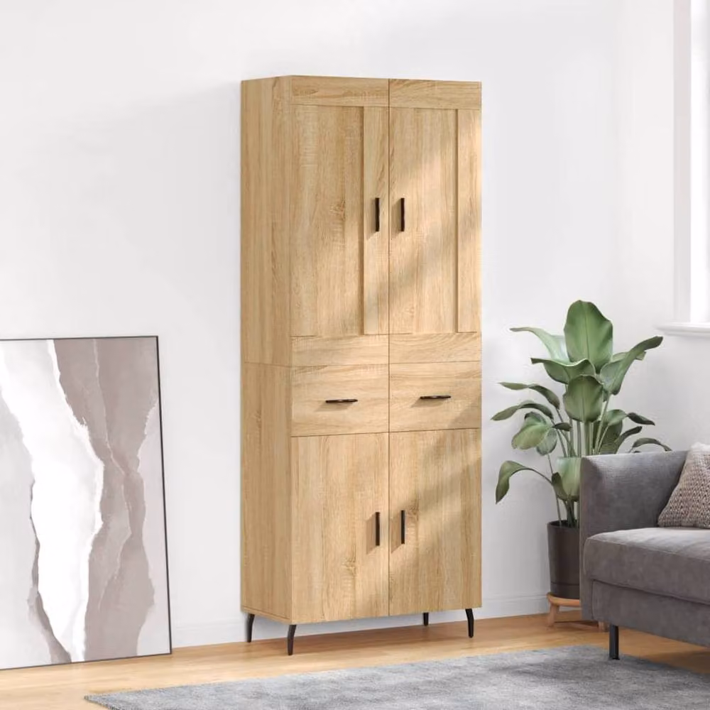Berkfield Home Sonoma Oak Highboard in Light Tan, W/D/H: 69.5 x 34 x 180 cm – 2