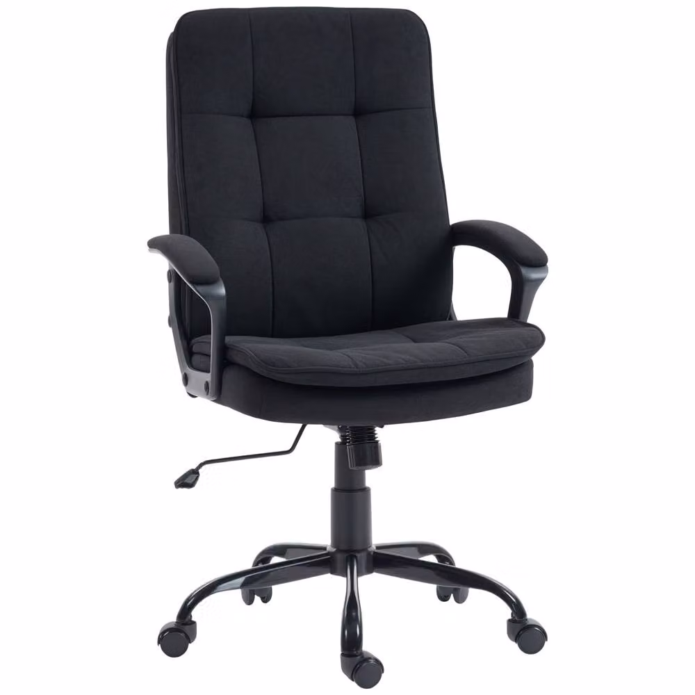 STILVORA Black Fabric Upholstered Task Chair with Armrests and 360 Degree Swivel – 5