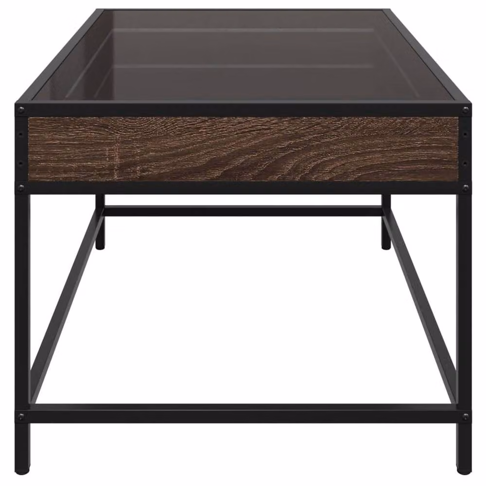 Berkfield Home Infinity LED Decorative Coffee Table in Brown Oak, W: 70 cm, D: 50 cm, H: 41 cm – 4