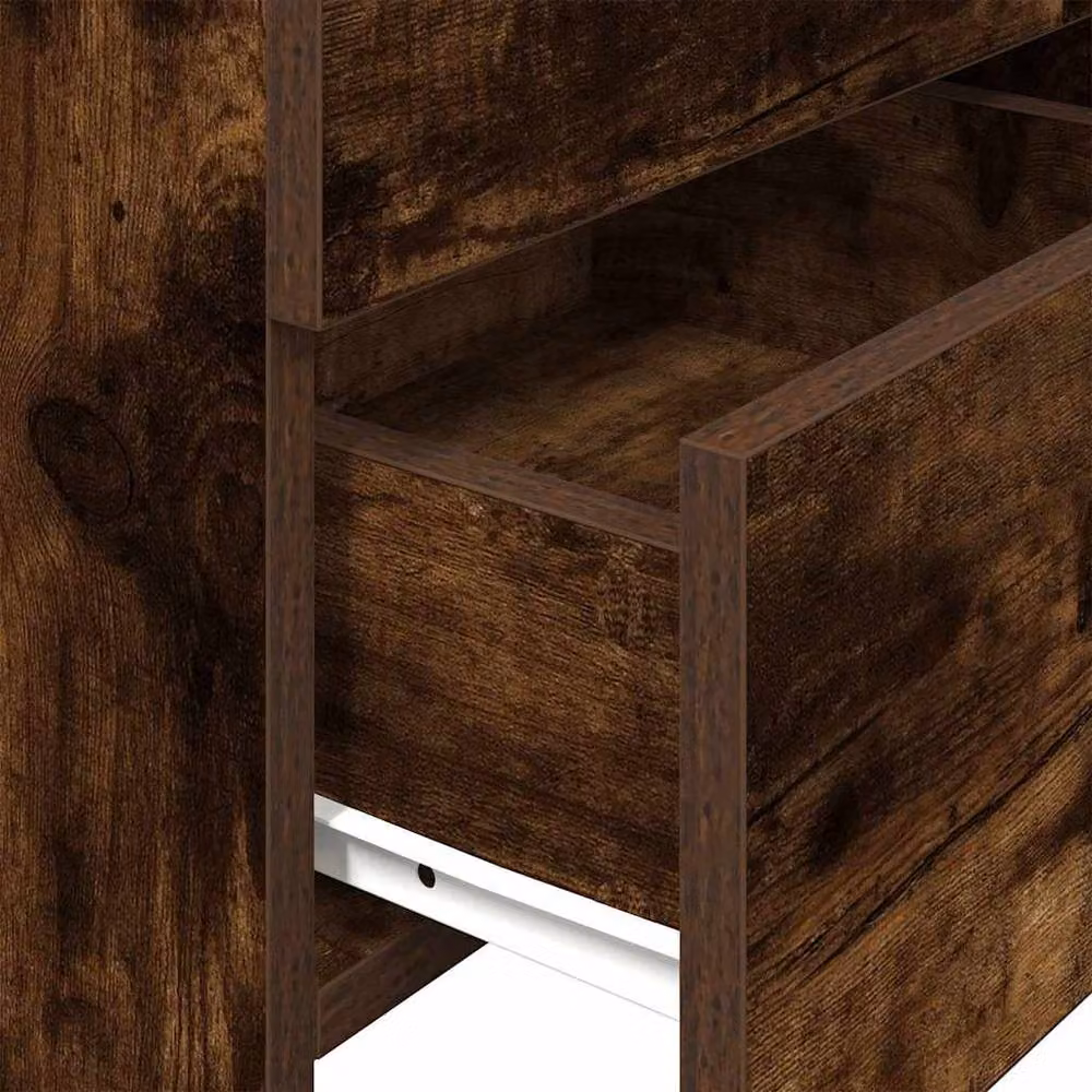 Berkfield Home Set of 2 Durable Bedside Cabinets with 2 Drawers, Smoked Oak Brown, W/D/H: 40 x 36.5 x 62 cm – 6