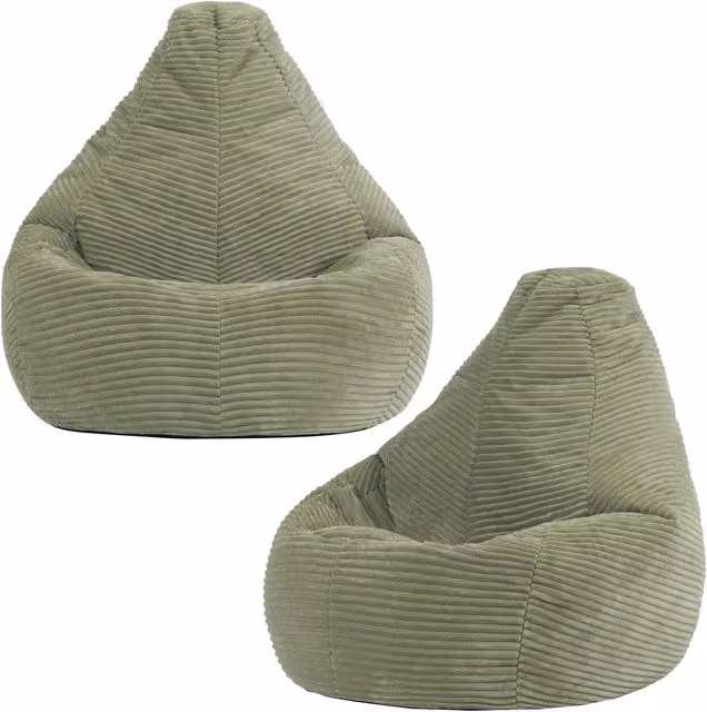 ICON Set of 2 Childrens Dalton Bean Bag Chairs in Sage Green Cord