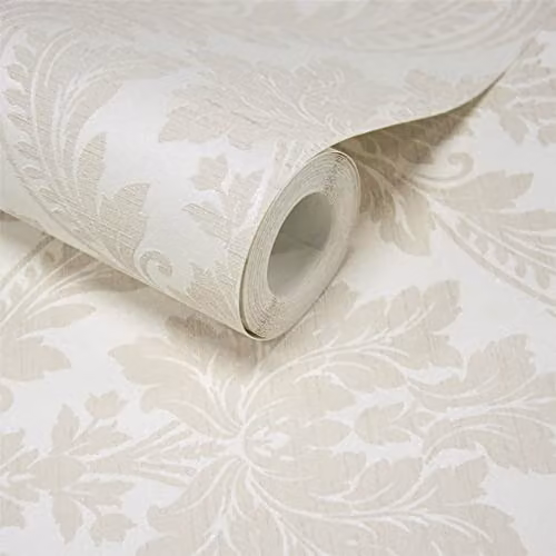 Grandeco Pattano Classical Luxury Damask Beige and Cream Floral Wallpaper