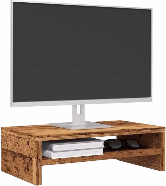 Berkfield Home Monitor Stand in Old Wood Brown, W/D/H: 42 x 24 x 13 cm – 1