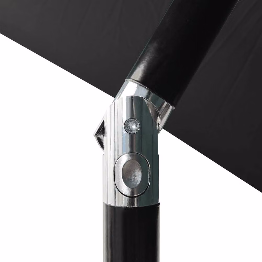 Berkfield Home Black Parasol with LEDs and Steel Pole, W: 300 cm, D: 200 cm, H: 247 cm – 3