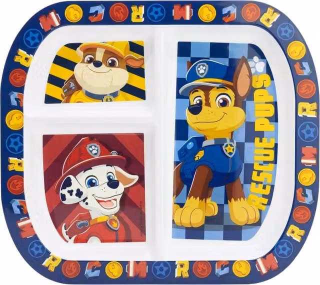 Paw Patrol Multicolour 3 Compartment Rectangle Melamine Plate for Children