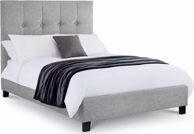 Cheshire Cascade High Headboard Upholstered Bed in Light Grey, Super King Size (W: 180 cm, D: 200 cm)