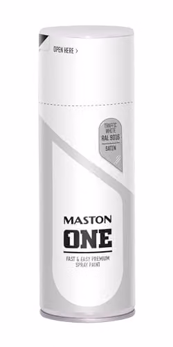 Maston Opaque Spray Paint in Satin Traffic White RAL9016, 400 ml