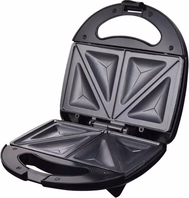 FLAVORA Small 2 Slice Sandwich Maker and Toaster in Black, W: 100 cm, D: 15 cm, H: 15 cm