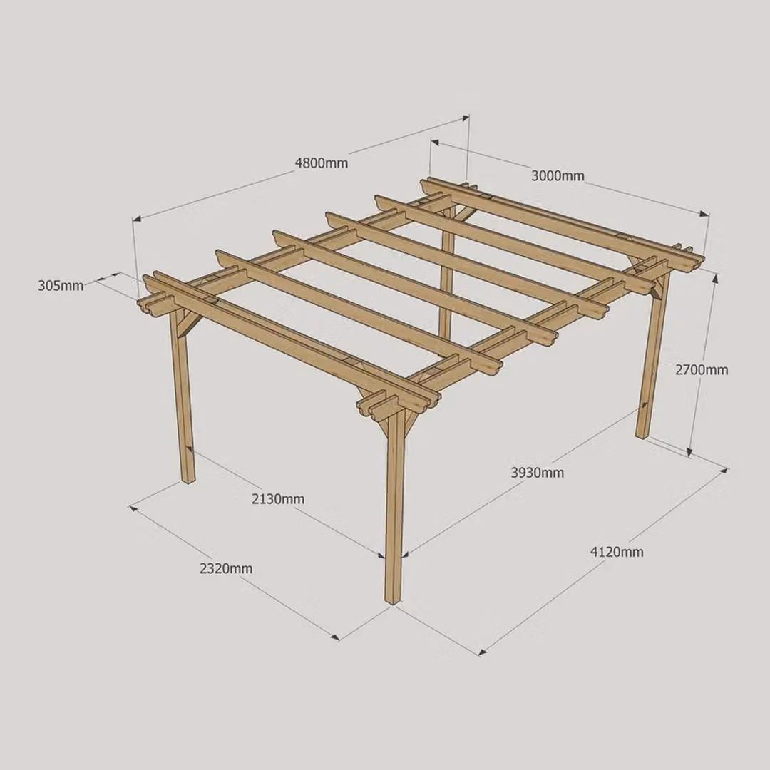 Rutland County Garden Furniture Ltd Double Garden Pergola in Brown and Green, W: 480 cm, D: 300 cm, H: 270 cm – 3