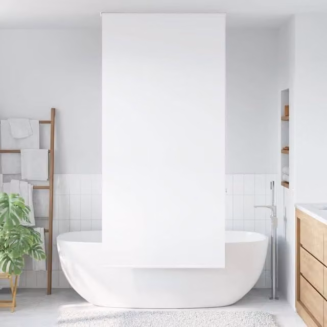 Berkfield Home White Opaque Shower Roller Blind, W: 130 cm, H: 240 cm