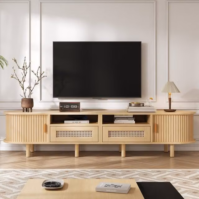 Tokpiedi Modern Brown Wood and Rattan Living Room Furniture N605P415641