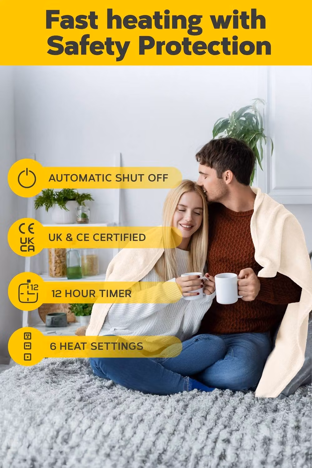 Air Pro Heated Electric Blanket with Digital Controller and Timer in Beige, W/D/H: 180 x 200 cm – 3