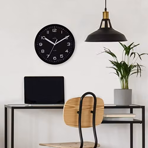 Acctim Runwell Small Round Quartz Wall Clock in Black, Diameter: 20 cm – 3