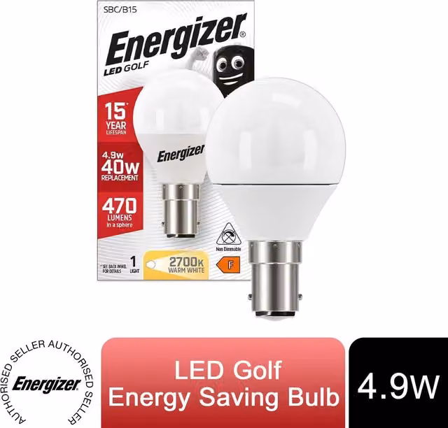 Energizer Warm White LED Energy Saving Drop Bulb, 470LM