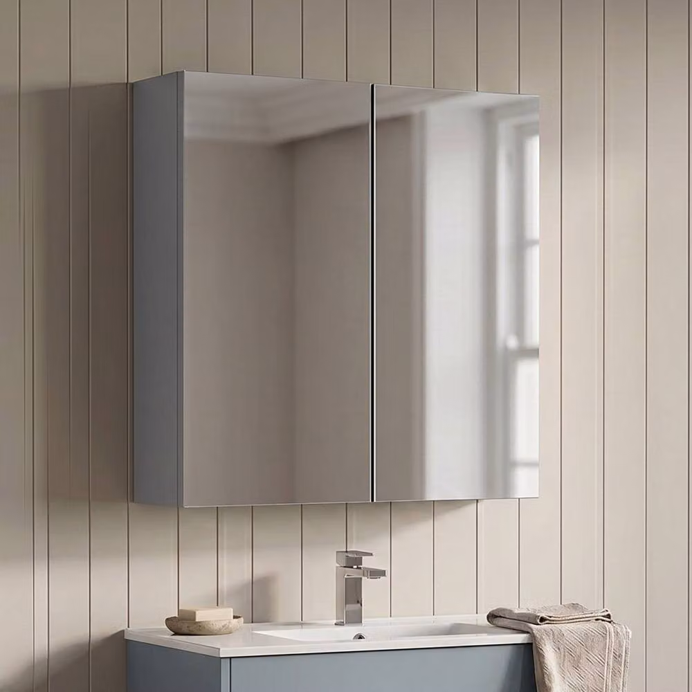 Balterley Grey 50/50 Split Mirrored Bathroom Cabinet, W/D/H: 60 x 18 x 71.5 cm – 3