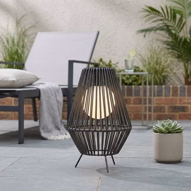Garden Greatness Lunaria Urban Rope Circle Firefly Lantern in Black