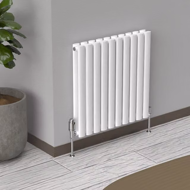 Lux Heat Oval White Horizontal Double Panel Designer Radiator H: 60.0 cm, W: 54.0 cm – 1