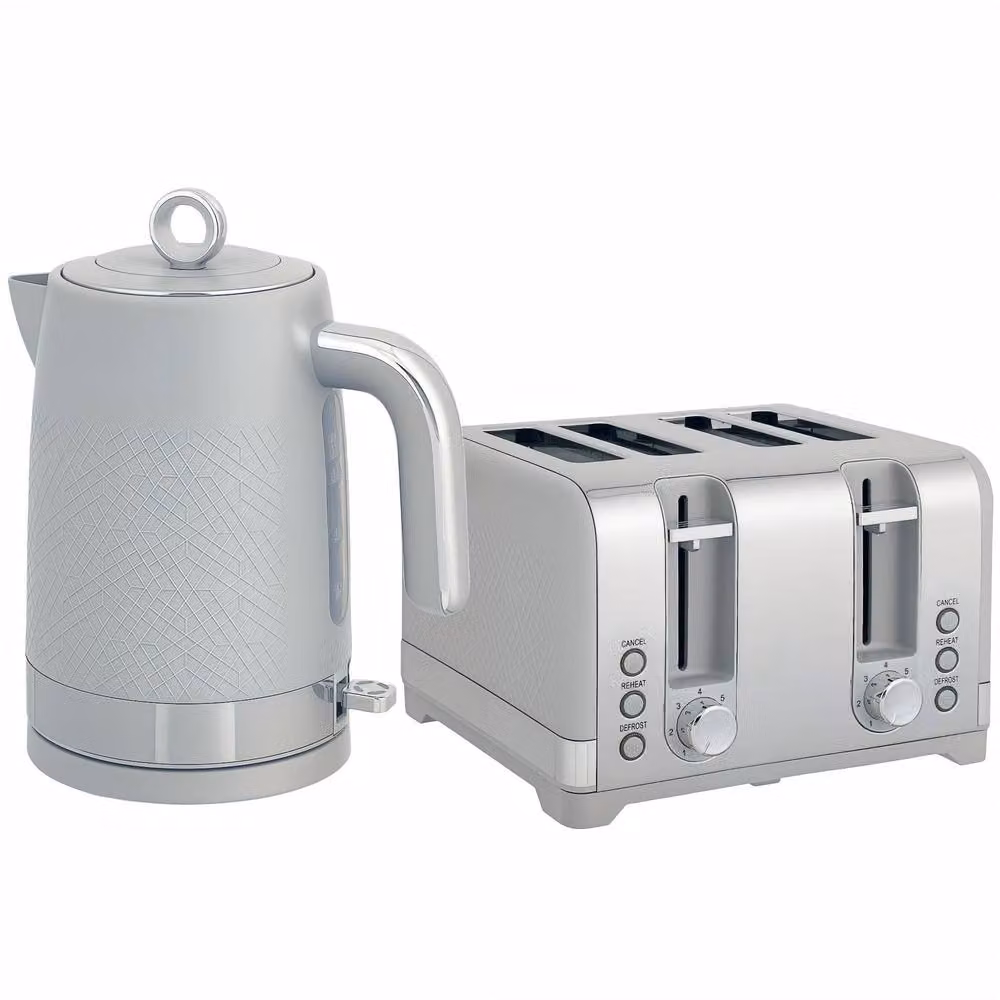 STILVORA Kettle and Four-Slice Toaster Set in Grey – 2