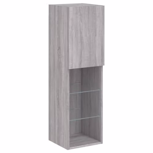 vidaXL Modern TV Cabinet with LED Lights in Grey Sonoma, W/D/H: 30.5 x 30.5 x 102 cm