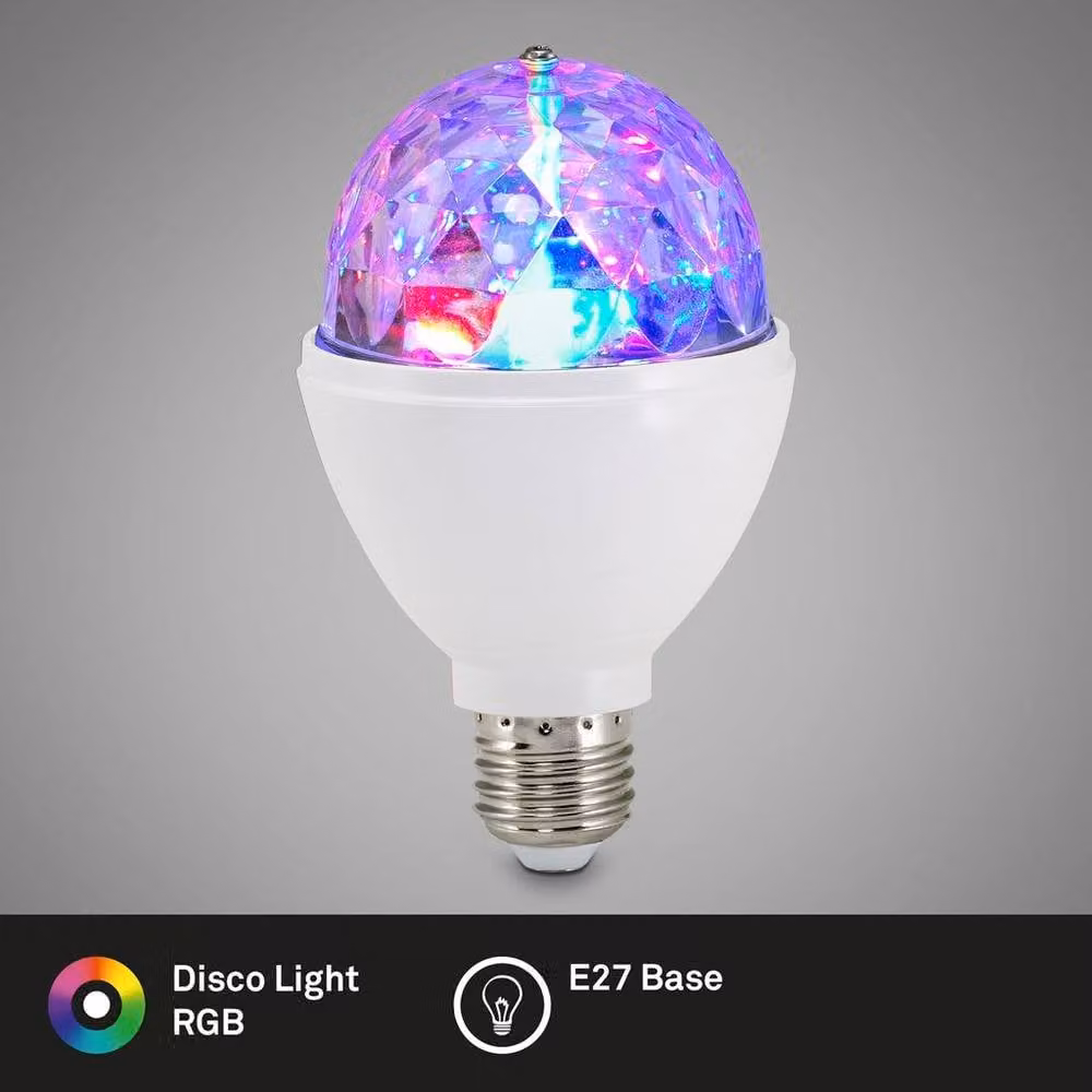 Briloner RGB LED Disco Light Bulb E27 Colour Changing Rotating Party Lamp in White and Multicolour – 2