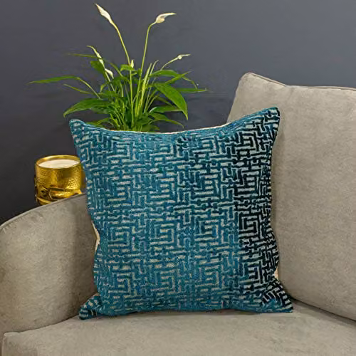 Paoletti Delphi Velvet Square Cushion in Blue, W/D/H: 45 x 45 x 45 cm – 3