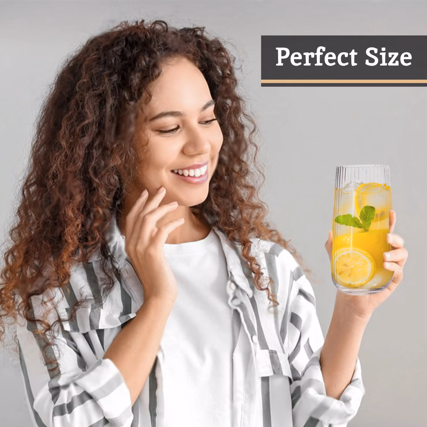 Orsina Set of Four Geometric Glass Tumblers, 500 ml, Transparent – 3
