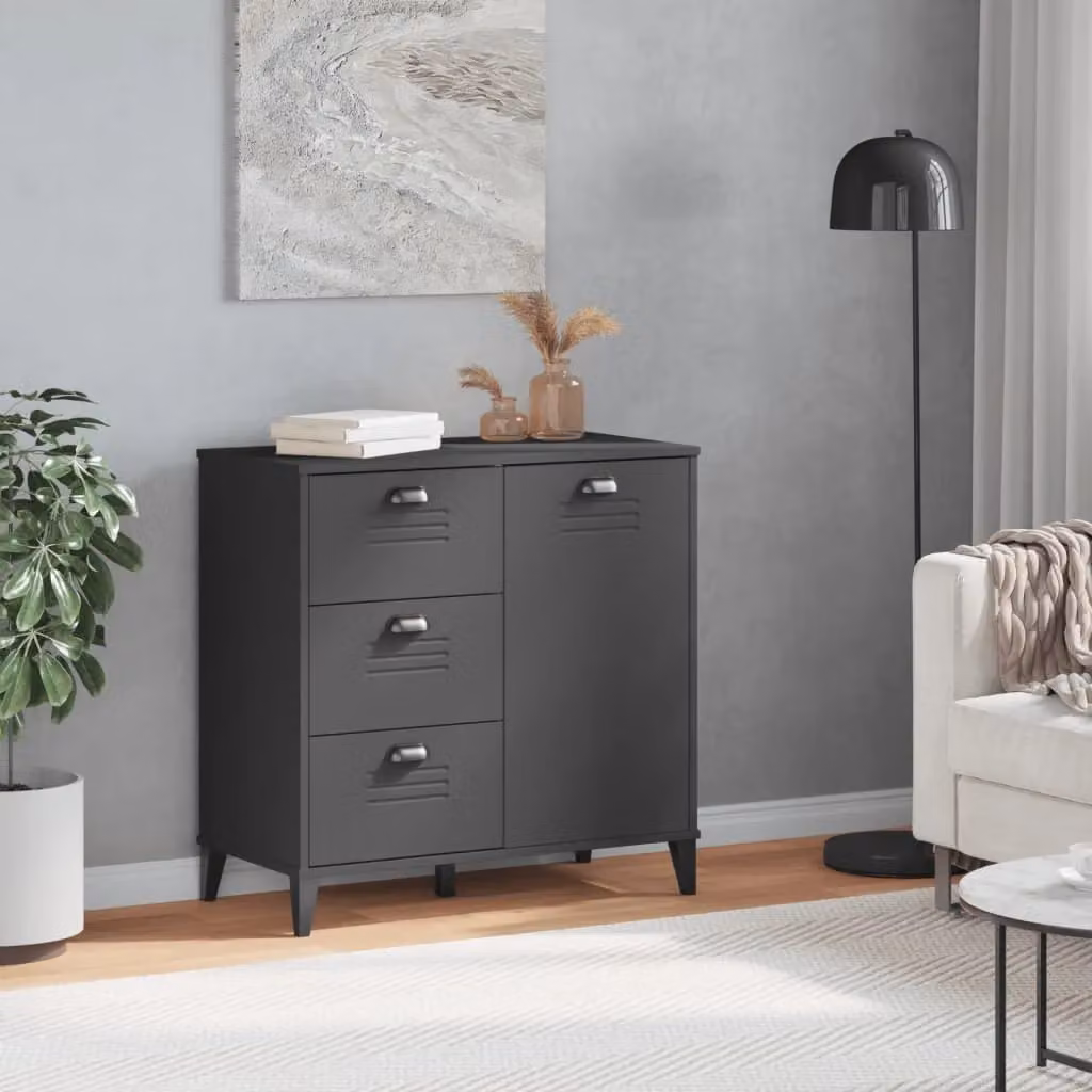 Berkfield Home VIKEN Sideboard in Anthracite Grey and Black, W/D/H: 80 x 40 x 80 cm – 2