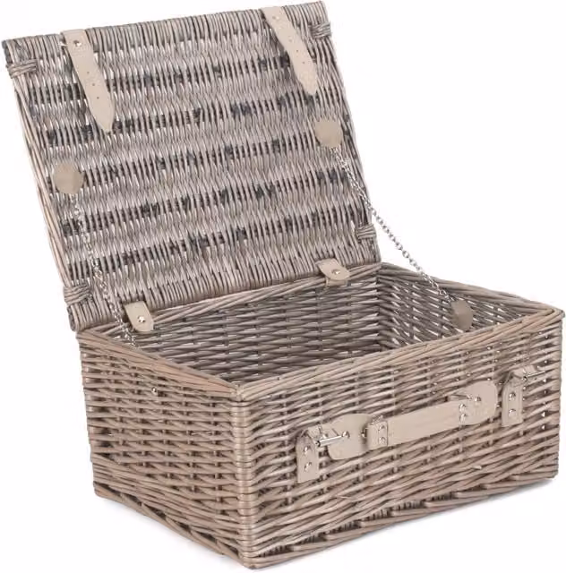 Red Hamper Wicker Picnic Basket in Grey with Antique Wash, W/D/H: 45 x 35 x 19 cm – 1