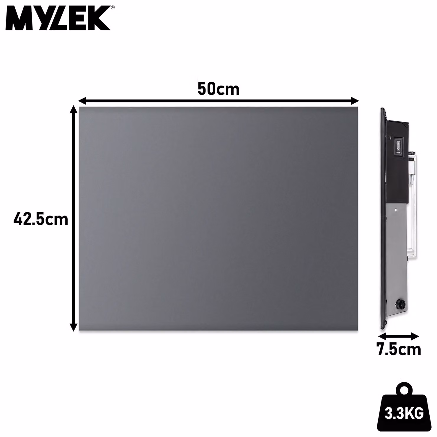 MYLEK 1000W Slimline Electric Panel Convector Heater with WiFi App Control in Anthracite – 3