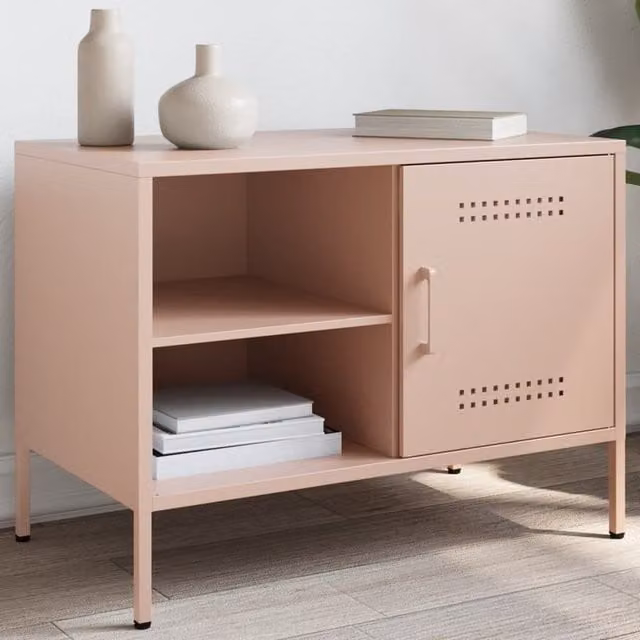 Berkfield Home Industrial Pink Metal TV Cabinet W: 68 cm, D: 39 cm, H: 50.5 cm