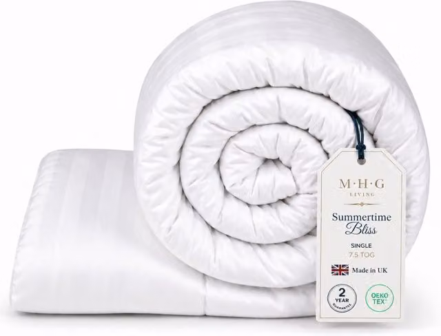 MHG Living Single 7.5 Tog Summer Lightweight Microfibre Hollow Fibre Duvet in White