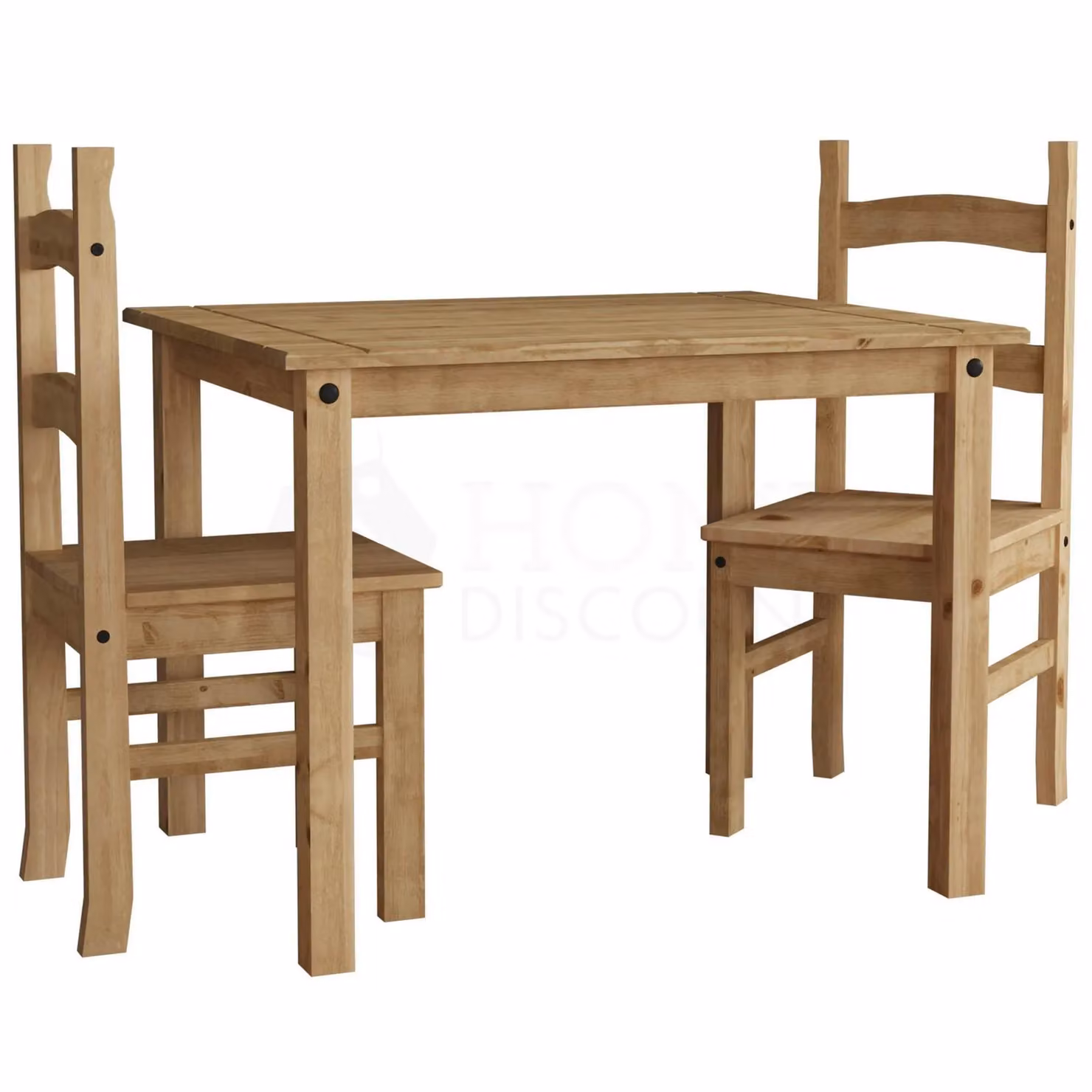 Vida Designs Corona 2 Seater Dining Set in Brown Solid Pine and Metal – 2
