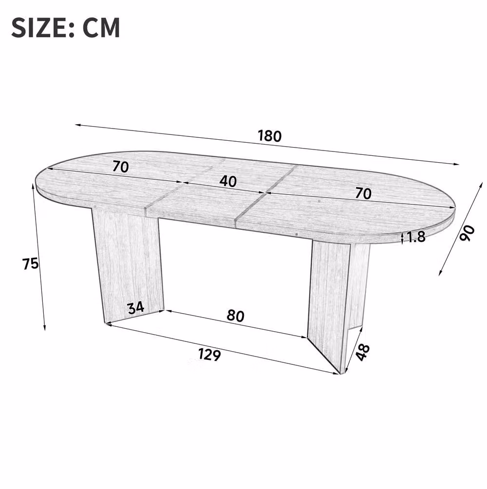 STILVORA Modern Oval Walnut Dining Table in Brown, W/D/H: 180 x 90 x 75 cm – 4