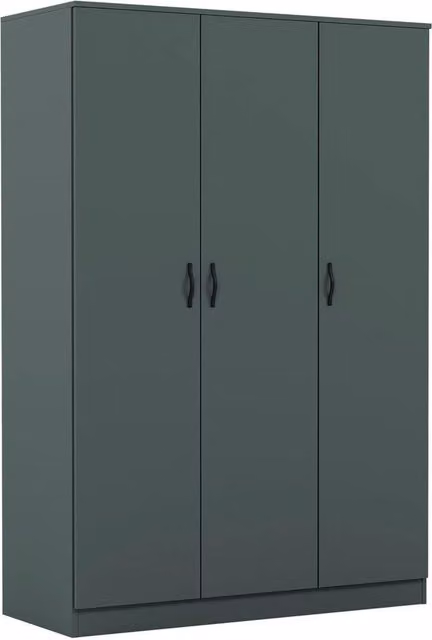 FORGEVIO Modern 3 Door Green Wardrobe with Hanging Rail