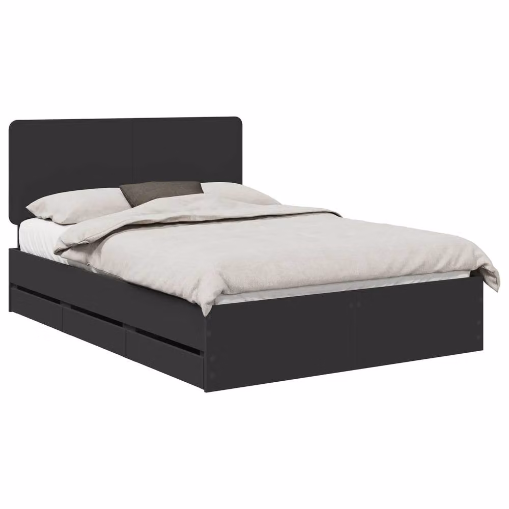 Berkfield Home Modern Bed Frame with Drawers in Black, Engineered Wood, 150 x 200 cm – 2