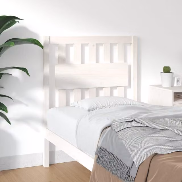 Berkfield Home White Solid Pine Wood Bed Headboard, W: 80.5 cm, D: 4 cm, H: 100 cm