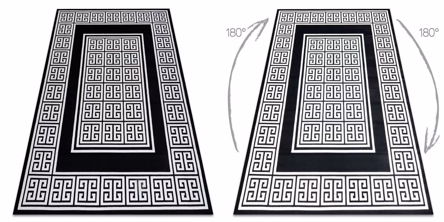 RugsX Gloss Geometric Art Deco Rug in Black and Grey, W: 240 cm, D: 330 cm – 2