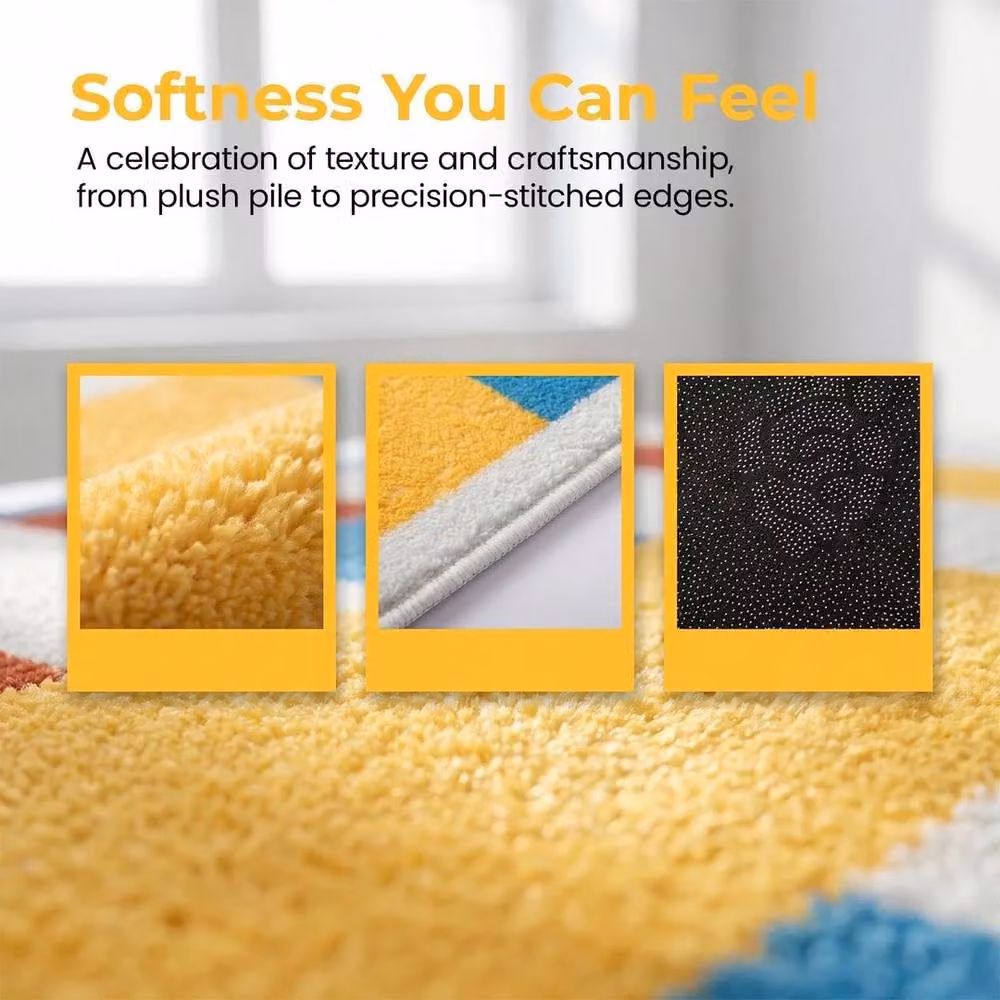 FLAVORA Non-Slip Microfibre Bath Mat in Multicolour with Graphic Design – 4