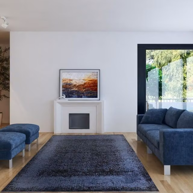 The Rug Shop UK Dark Blue Modern Abstract Machine Woven Area Rug, W: 200 cm, L: 290 cm