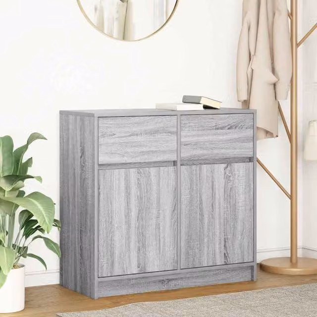 Berkfield Home Grey Sonoma Sideboard with Drawer, W/D/H: 80 x 34 x 76 cm