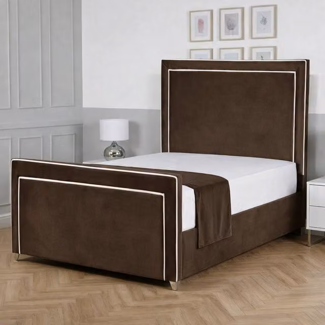 Living Comfort Bedz Verona Upholstered Gas Lift Storage Bed Frame in Brown, Single (W/D: 90 x 200 cm) – 1
