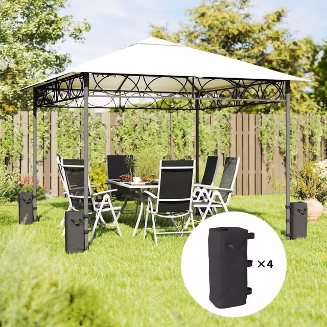 Outsunny Set of 4 Heavy Duty Black PVC Gazebo Weight Bags