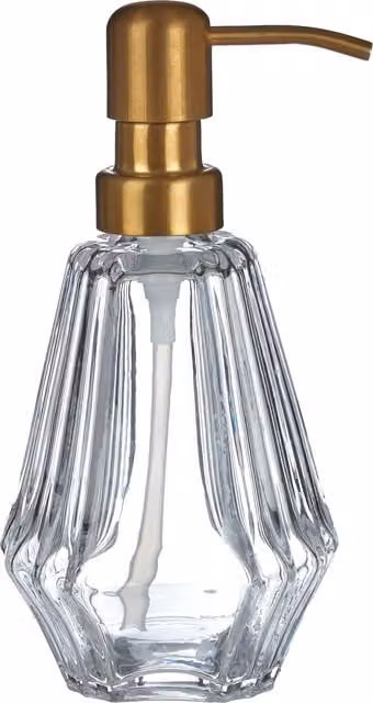 Orsina Modern Glass Lotion Dispenser with Brass Nozzle in Clear