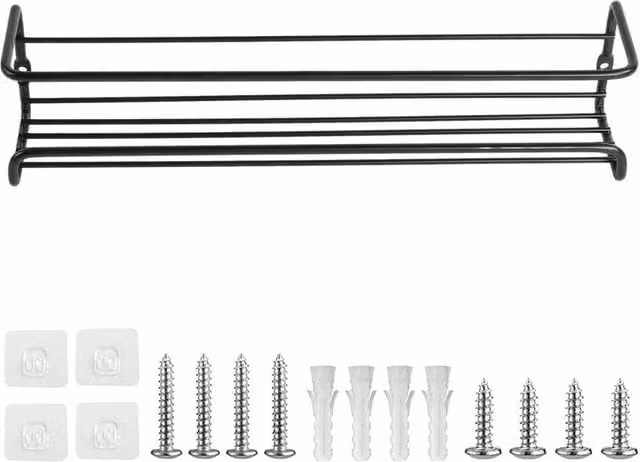 Kelvenix 4-Piece Wall-Mounted Spice Jar Rack in Black Metal