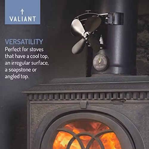 Valiant Remora Magnetic Heat Powered Flue Pipe Stove Fan, Black, 200 mm – 4